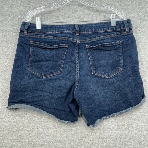 Ana Shorts Womens 12 / 31 Jean Dark Wash Denim Raw Edge Cuffed Stretch Cotton - Picture 4 of 11